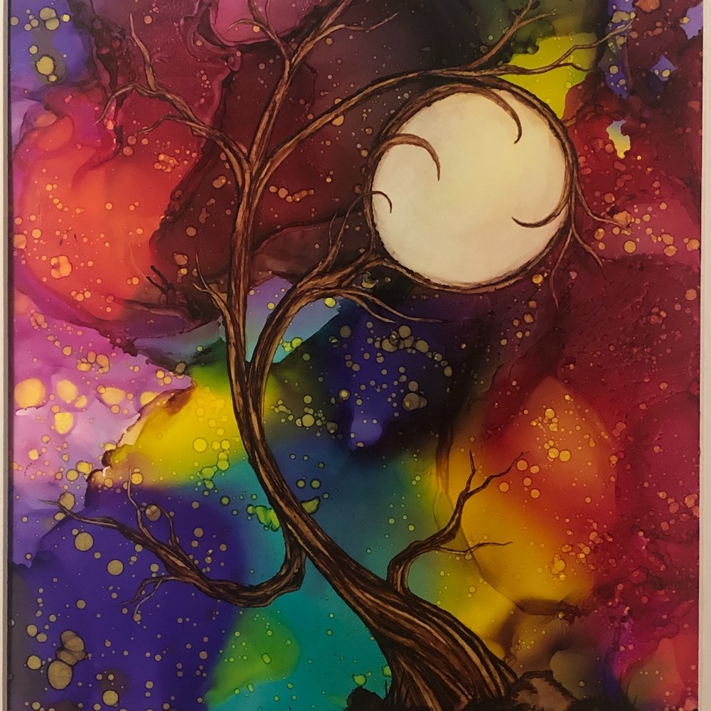 Hippie Tree Alcohol Ink Print - 11x14 Wall Art